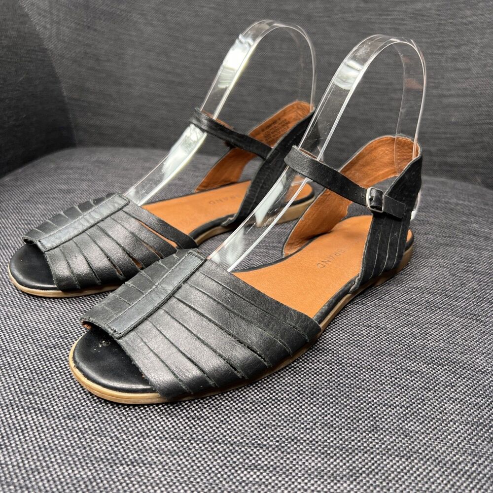 Lucky Brand Women's Channing Flat Sandal Size 6.5 Black Strappy Casual